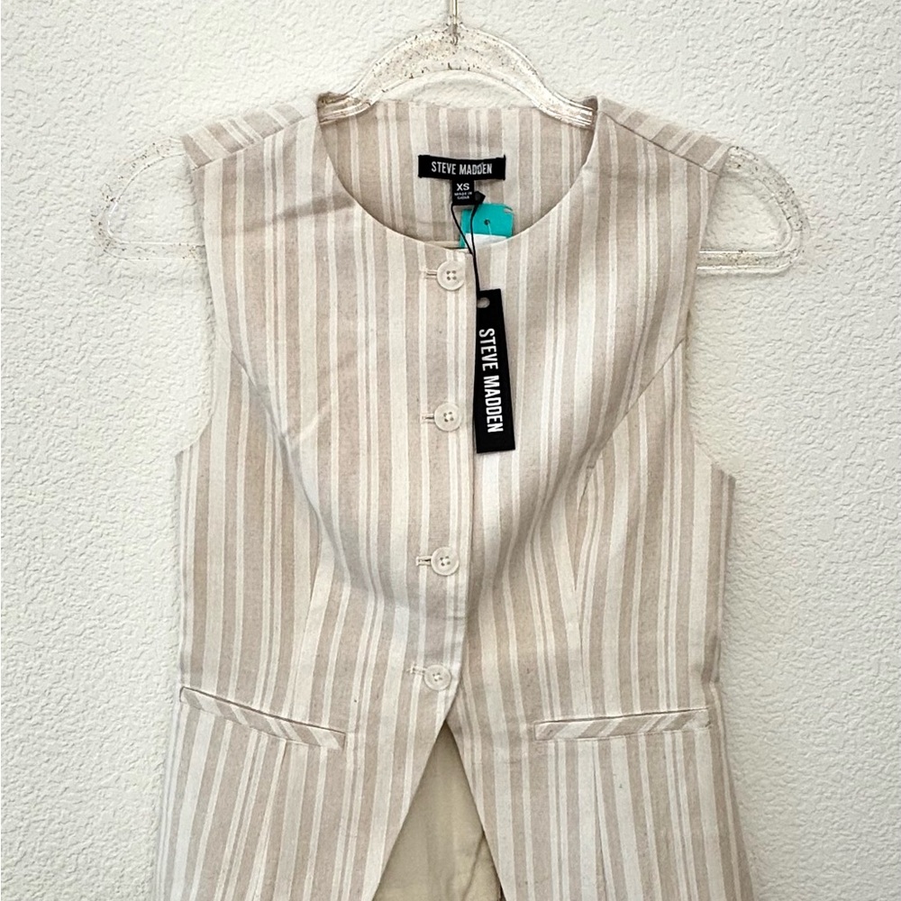 Steve Madden Women's Beige Striped Jumpsuit